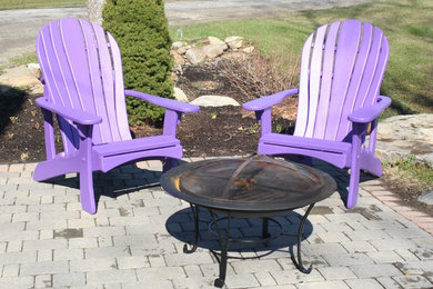 Western red cedar Santa Fe chairs with solid purple paint finish