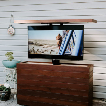 Outdoor TV Lift Cabinet - Ipe Brazilian Walnut