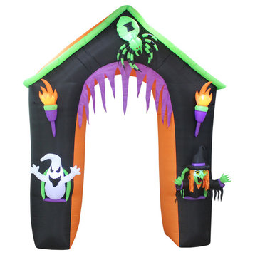 Halloween Inflatable Haunted House With Ghost, Witch and Spider, 9Ft Tall