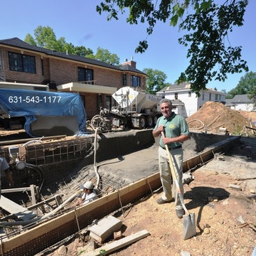 Gunite Shooting for Swimming Pool after Rebars Installation Roslyn, Nassau Count