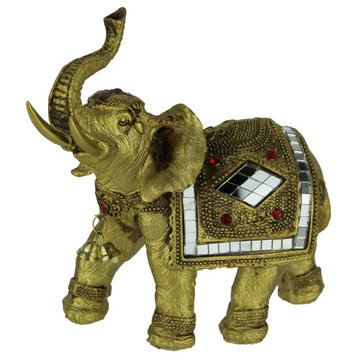 Golden Decorated Eastern Elephant Statue