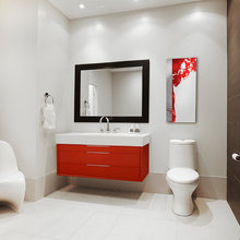 red and white bathroo.