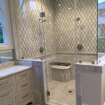 Noel's  Fine Floors 

Custom showers. 
Water jet mosaic marble
3 x 6 marble mosa