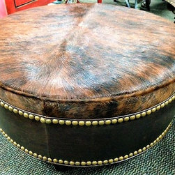 Cowhide & Leather Ottoman - Footstools And Ottomans