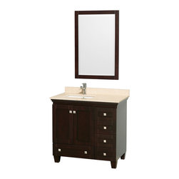 Wyndham Collection Acclaim 36" Single Bathroom Vanity, Ivory Marble Top - Bathroom Vanities And Sink Consoles
