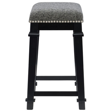 Kennedy Black And White Tweed Backless Counter Stool