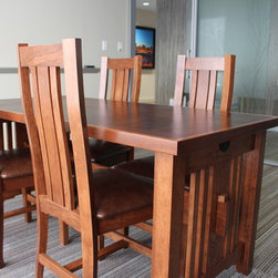 Leather Top Library Table and Chairs - Home Office Furniture