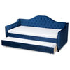 Baxton Studio Perry Contemporary Tufted Velvet Twin Daybed with Trundle in Blue