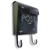 NACH Euro Wall Mounted Mailbox POST with Newspaper Holder, Rustic Black