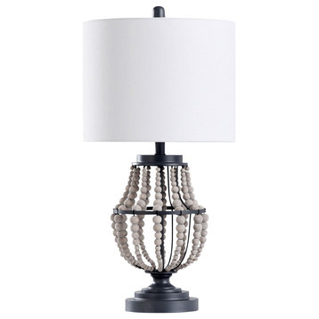 Natural Drape Beaded String Metal Structure Traditional Design Table Lamp