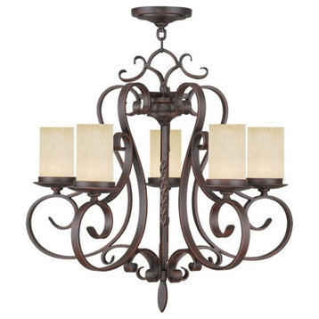 5 Light Chandelier in French Country Style - 26 Inches wide by 25 Inches high