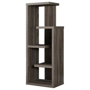 Atlin Designs 4-Tier Mid-Century Wood Accent Bookcase in Dark Taupe Gray