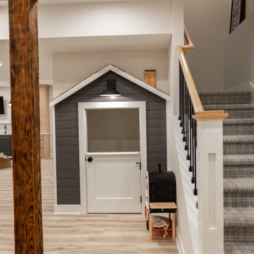 Basement Wine Cellar Wall and Under-Stair Kids' Playhouse