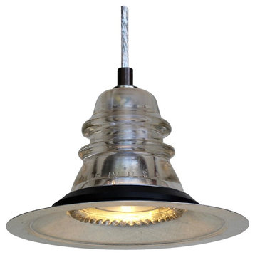 Insulator Light Pendant 7" Brushed Galv. Metal Hood LED 120V/6W 500 lumen