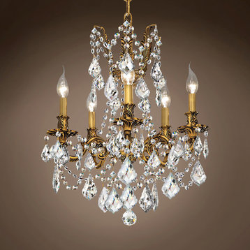 Versailles Tuscan Gold Chandelier, Clear, French Cut, European, LED Bulb