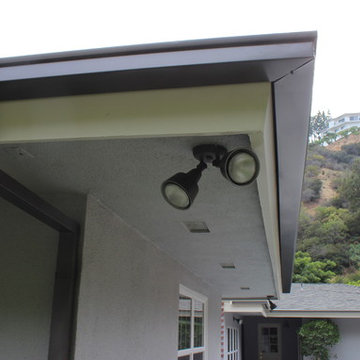 Modern Box Style Rain Gutters with 2x3 Downspouts in West Hollywood