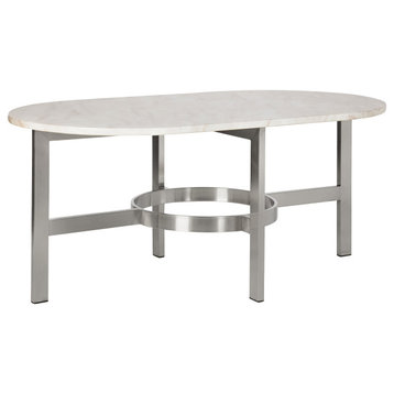 Versailles Marbled Coffee Table, Polished Chrome