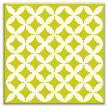 6"x6" Folksy Love Glossy Decorative Tile, Needle Point Avocado