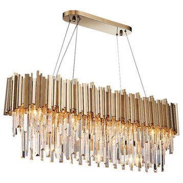 Gio Gold Plated Kitchen Island Lighting Fixture, Length 35"