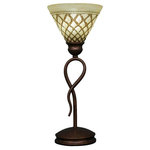 Toltec Lighting - Toltec Lighting 35-BRZ-7185 Leaf - 7" One Light Mini Table Lamp - Leaf Mini Table Lamp Shown In Bronze Finish With 7" Vanilla Leaf Glass.Assembly Required: TRUE Shade Included: TRUE Warranty: 1 Year* Number of Bulbs: 1*Wattage: 75W* BulbType: Medium Base* Bulb Included: No
