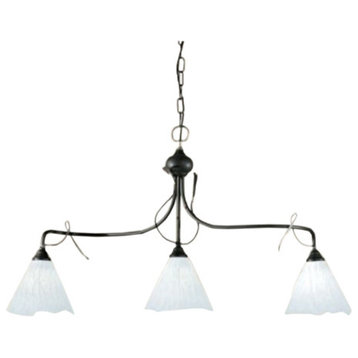 lune 383 Chandelier, Rust Brown and Green, Satin Amber