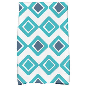 18"x30" Diamond Jive 2 Geometric Print Kitchen Towel, Aqua