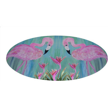 Flamingo designs coastal home chenille Area Rugs  60 inch from my art., Pink Fla