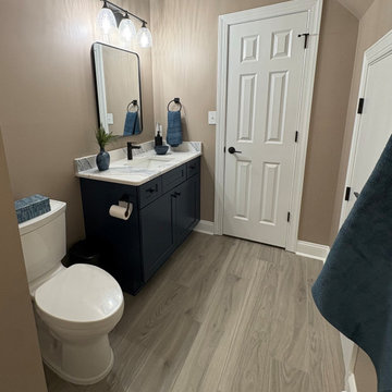 Navy and White Jack and Jill Bathroom