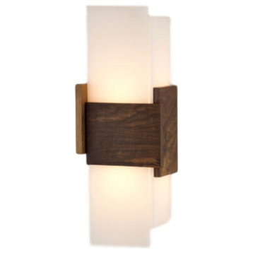 Acuo GU24 Wall Sconce, Walnut, Frosted, Fluorescent
