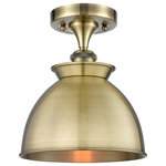 Innovations Lighting - Adirondack 1-Light 9" Semi-Flush Mount, Antique Brass - A truly dynamic fixture, the Ballston fits seamlessly amidst most decor styles. Its sleek design and vast offering of finishes and shade options makes the Ballston an easy choice for all homes.