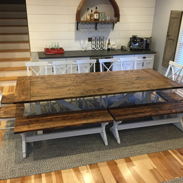Burnt Meadow X Base Trestle Table Dining Set
