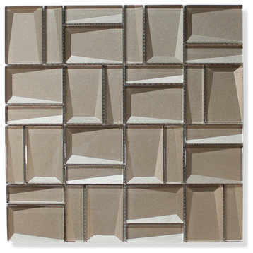 Illusion II 3D 3" x 3" Beveled Glass Mosaic Tiles - Patine - 10 SF Box