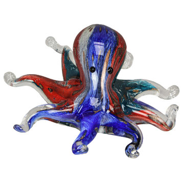 7 In Multicolor Blown Glass Octopus Paperweight Figurine Home Decor Sculpture