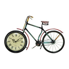 Cycle Shaped Metal Table Clock With Analog Display, Multicolor
