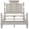 Queen Poster Bed (697-BR-QPS), Antique White finish