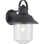 Progress Lighting - Weldon Collection 1-Light Large Wall Lantern, Black - Featuring nautical influences, Weldon delivers a large wall lantern ideal for Farmhouse or Transitional architecture designs. Curved clear seeded glass is topped with an ample roof in Black.