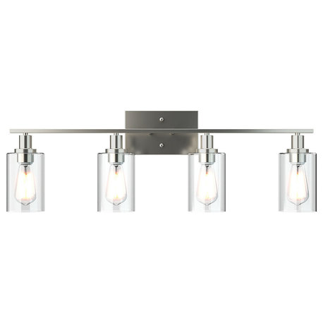 Costway 4-Light Wall Sconce Bathroom Vanity Light Fixtures w/Clear Glass Shades