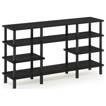 Furinno Turn-N-Tube Wood 4-Tier Wide Shelf TV Stand for TV up to 47" in Espresso