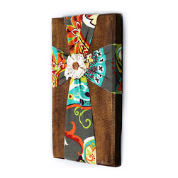 Makarios Decor - Fabric Cross, Colored Paisley - Wall Accents