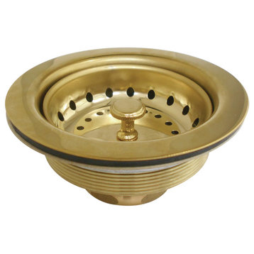 Gourmet Scape Stainless Steel Kitchen Sink Basket Strainer, Polished Brass