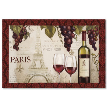 Janelle Penner 'Wine in Paris I Damask Border' Canvas Art, 12x19