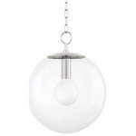 Mitzi by Hudson Valley Lighting - Juliana 1-Light Large Pendant Polished Nickel - Just when you thought the perfect globe light didn't exist, Juliana swoops in and gets it right. Exquisite metalwork framing an enclosed glass globe is a mark of true craftsmanship, creating a seamless silhouette for any setting. Available in aged brass, old bronze, and polished nickel, the style is also designed in two sizes to complement different environments.