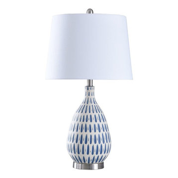 Marissa Table Lamp, Off-White,Blue, Off White