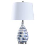 StyleCraft Home Collection - Marissa Table Lamp, Off-White,Blue, Off White - Marissa Table Lamp - Off-White, Blue Finish - White Tapered Shade