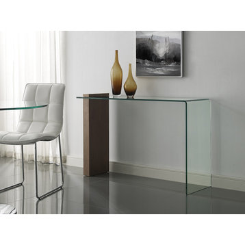 Casabianca Home Buono Walnut Veneer With Glass Console Table