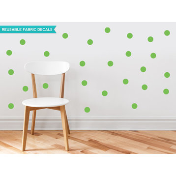 Polka Dot Fabric Wall Decals, Set of 48, 2" Polka Dots, Green
