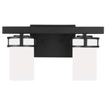 Generation Lighting Collection - Robie 2-Light Wall/Bath, Midnight Black - The Sea Gull Lighting Robie two light vanity fixture in midnight black provides abundant light for your bath vanity, while adding a layer of today's style to your interior design.