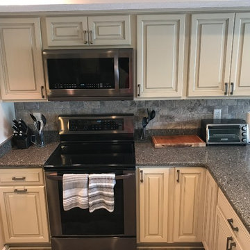 Amish Custom Cabinetry-Antique White with Gray Flood Glaze