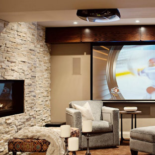 Ideas para sótanos | Diseños de sótanos modernos con marco de chimenea