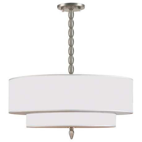 Crystorama 9507-SN 5 Light Chandelier in Satin Nickel with Silk